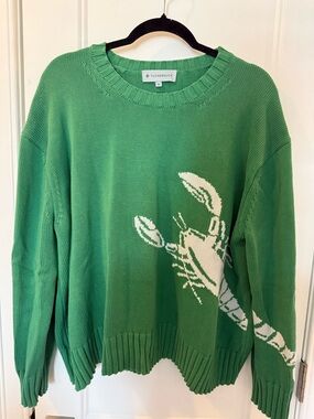 Tuckernuck Kelly Green Lobster Crewneck Sweater - rare/hard to find!